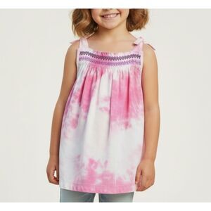 Boho Tye Dye Sleeveless Pink & White Tunic Halter Top Shirt Blouse Girls sz 6/7